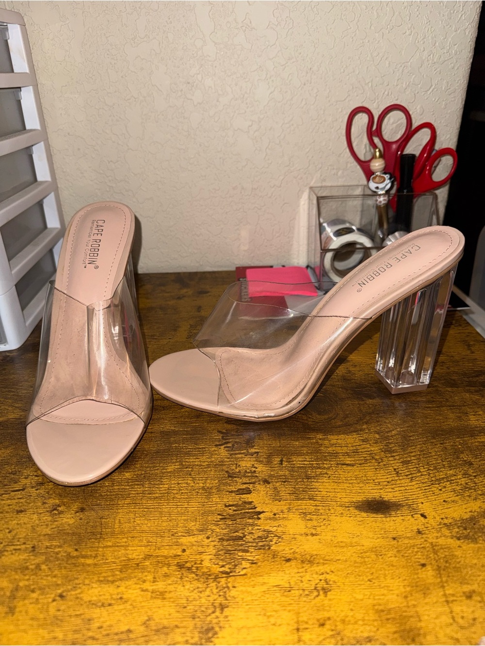 Women’s Cape Robbin beige Clear Block Heels
